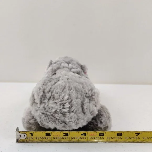 Aurora Gray Plush Curly Hair Hippo Bean Bag Soft Hippopotamus Stuffed Animal - Picture 8 of 9